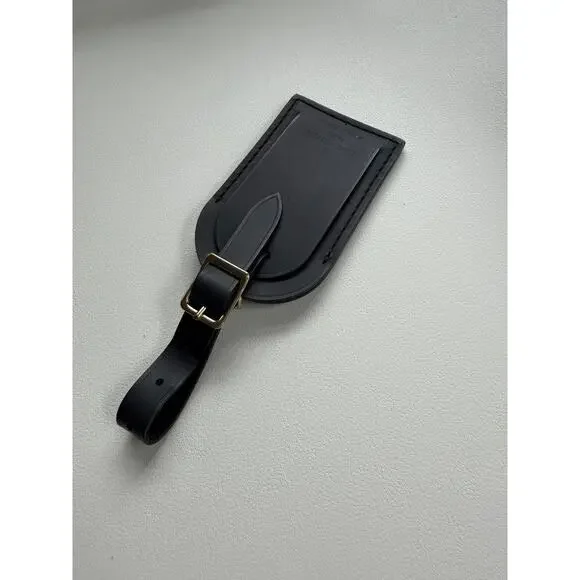 Louis Vuitton Leather Name Tag w/ C Y Initials Goldtone Black Large